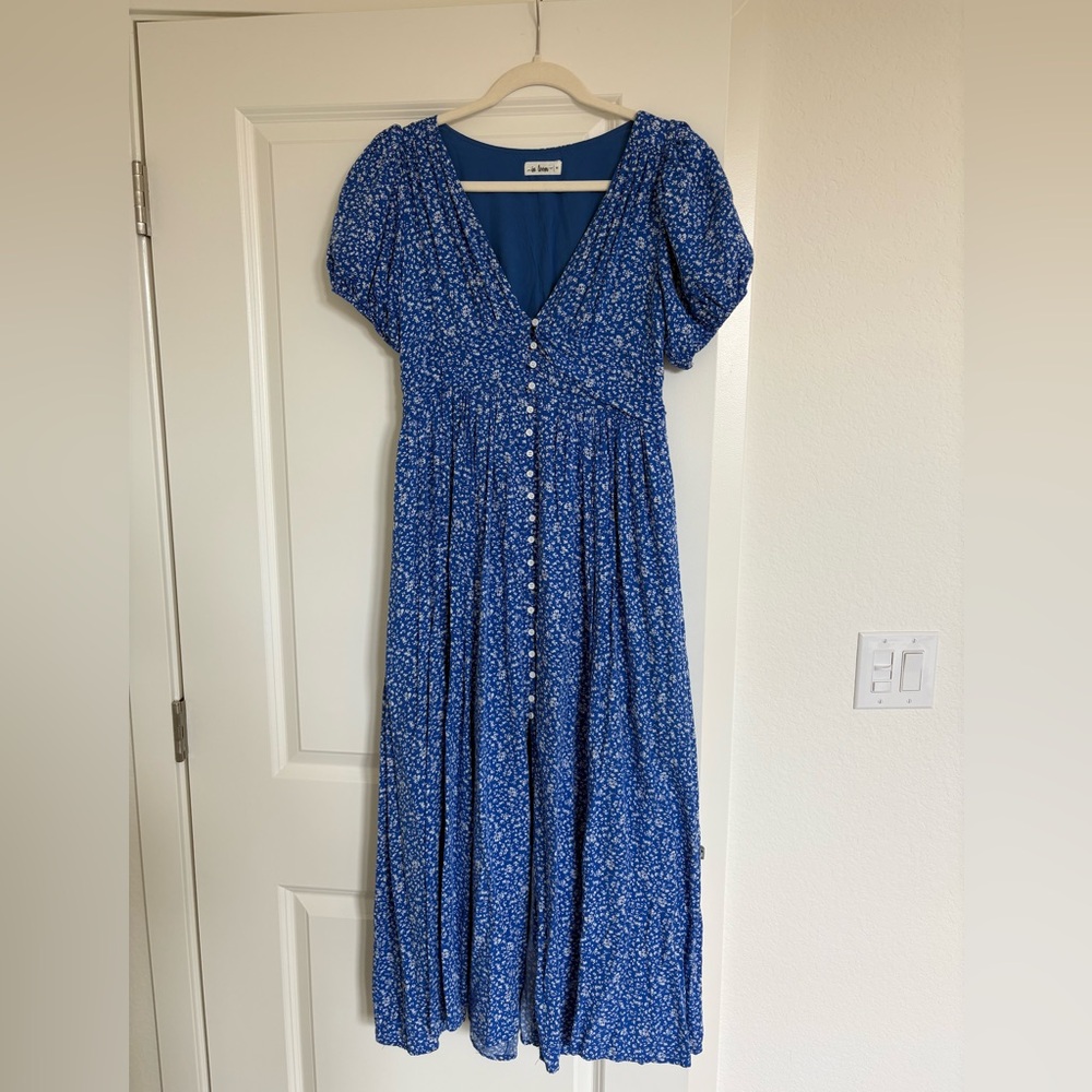 Blue Floral Midi Dress